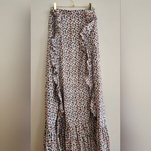 Picato Vintage Womens size 8 Skirt Set Buttondown Shirt & Maxi Ruffled Skirt